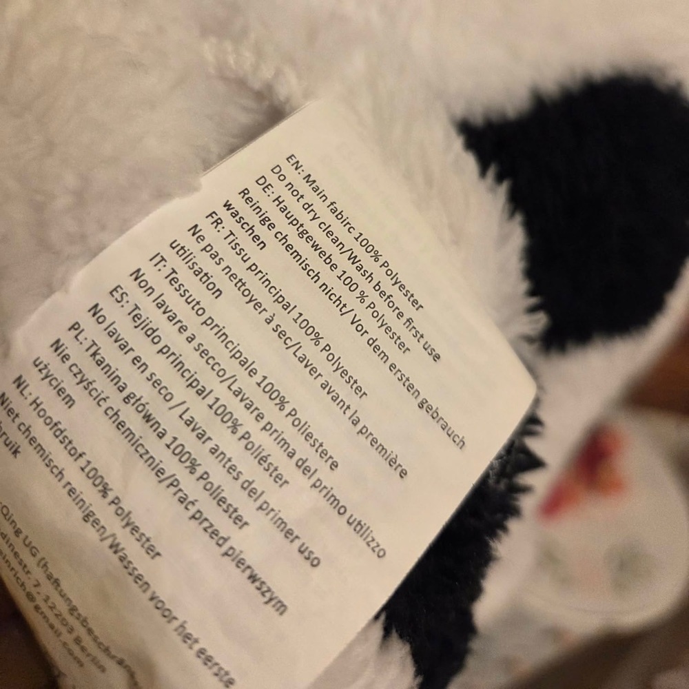 Plush Cow Print Hooded Wearable Pullover Robe/Jammies - Picture 7 of 8